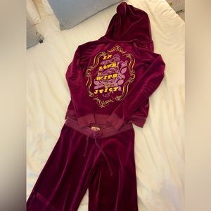 Juicy Couture Deep Plum Velour Sweatsuit